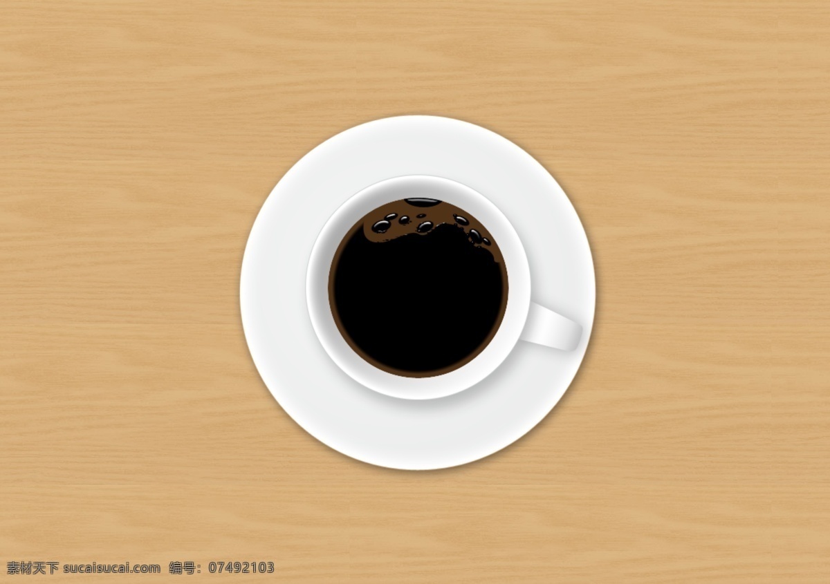 咖啡杯 俯视图 分层 白色 分层素材 俯视 咖啡 木板 圆形 桌面 木桌子 psd源文件
