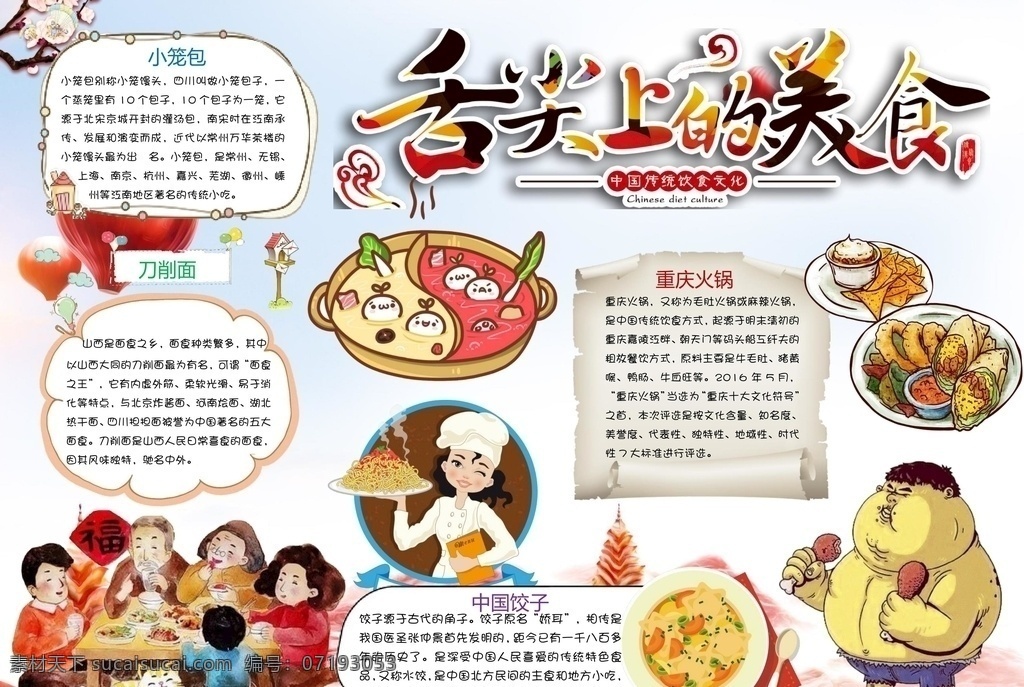 饮食文化小报 饮食文化 中国美食小报 舌尖上的美味 美食 美食手抄报 手抄报 手抄报模板 文化艺术 doc