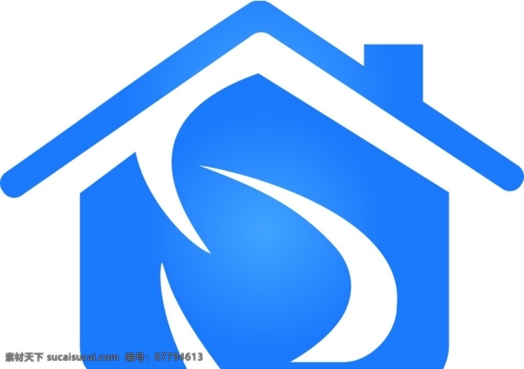矢量房子 标志设计 蓝色 家居用品l ogo