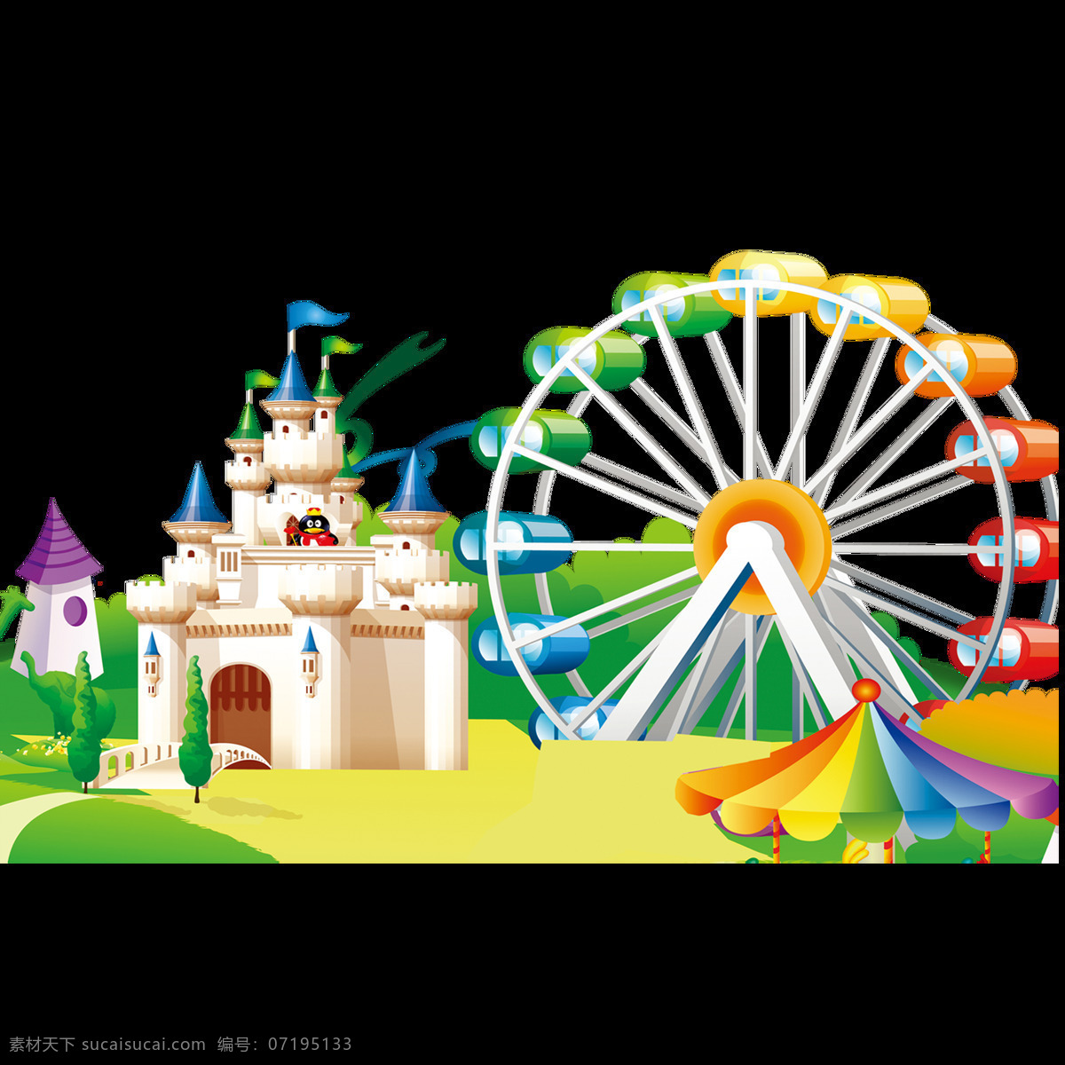 欢度 六 儿童 主题 儿童乐园 魔法城堡 卡通 摩天轮 鲜明