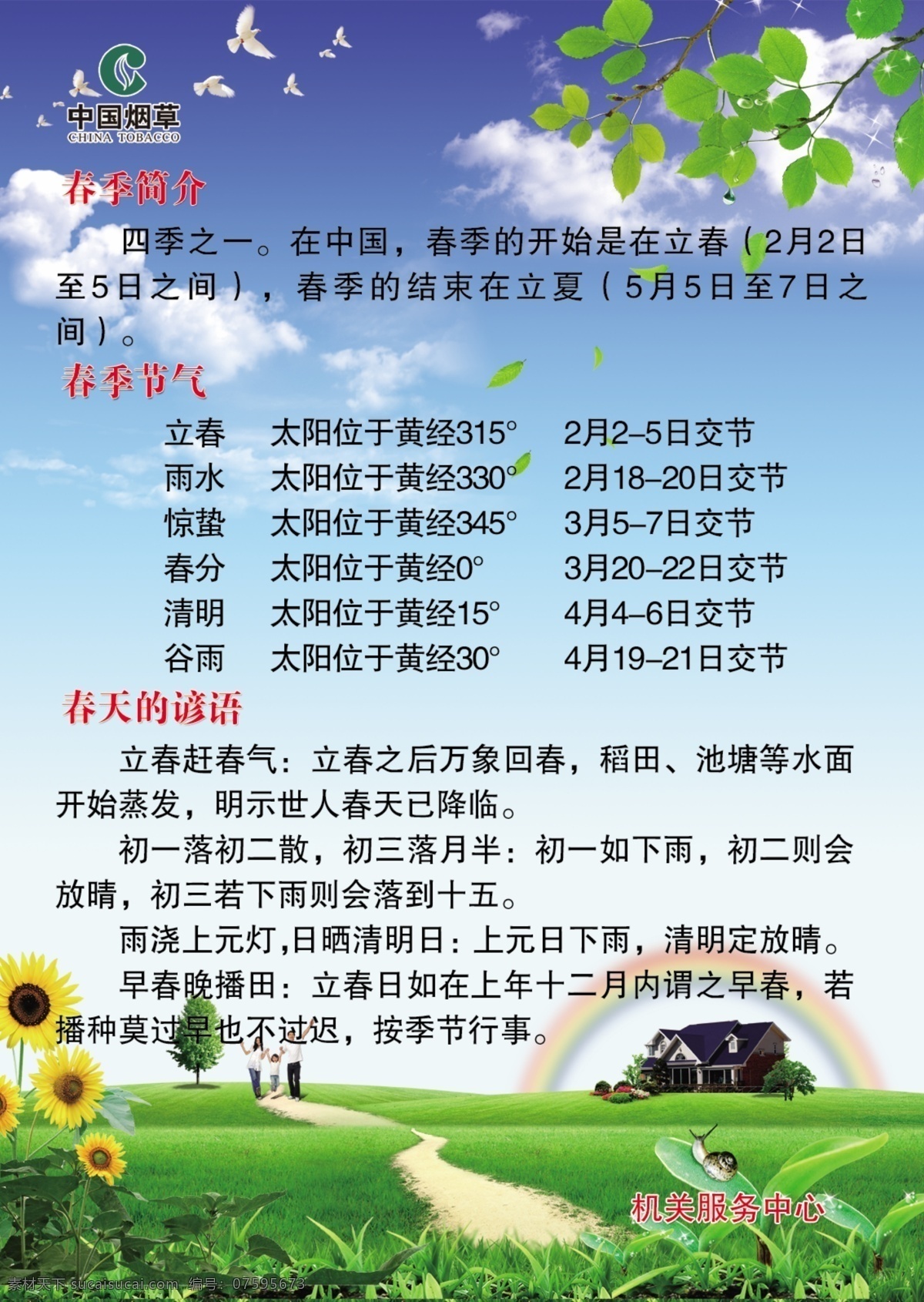 春季 节气 广告设计模板 烟草 源文件 展板 展板模板 春季节气 春季简介 春天的谚语 psd源文件
