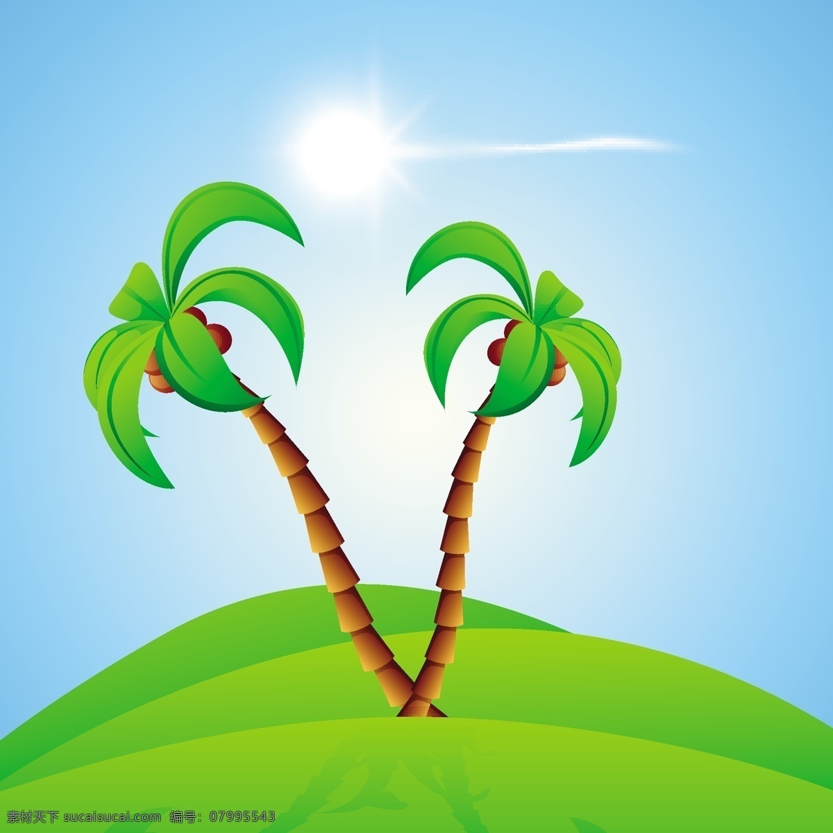 棕榈树 明媚 阳光 摘要 夏季 背景 矢量图 商务金融