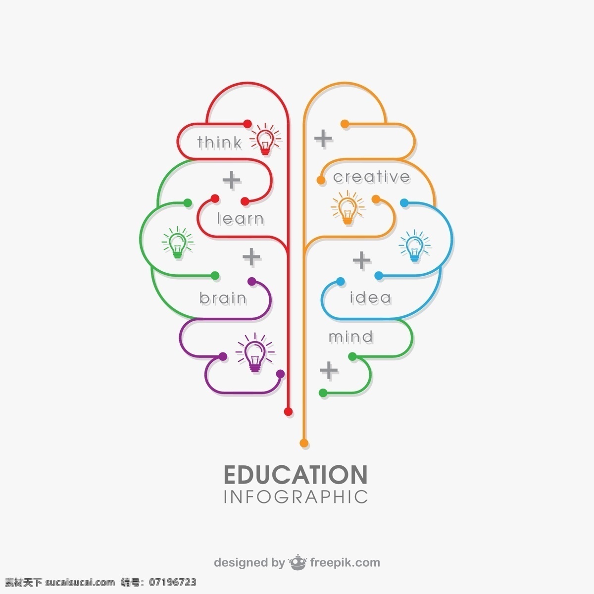 创意 大脑 教育 信息 图 矢量 灯泡 思维 信息图 矢量图