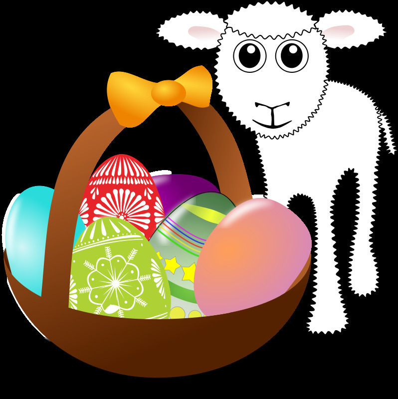 一个 篮子 复活节 彩蛋 有趣 羔羊 插画集