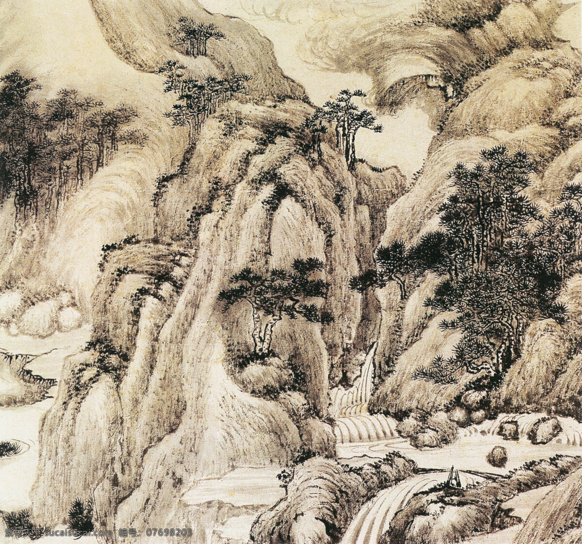 国画山水 名人 国画 山水 文化艺术 绘画书法 设计图库 300