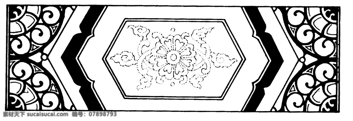花边纹饰 传统 图案 传统图案 设计素材 装饰图案 书画美术 白色