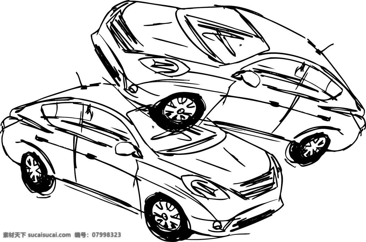 次 事故 中 两 辆 车 示意 孤立 白色 背景 矢量 插画 矢量图 其他矢量图