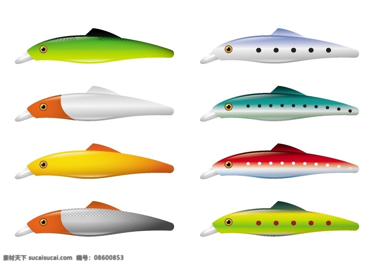 钓鱼 诱饵 矢量 集 鱼饵 诱惑 小宝贝 鱼 特写 孤立的 休闲的 很多活动 人工 白色 尾 鳍 样本 钩 宏观 猎人 对象 颜色 爱好 背景 水 银边 眼睛运动 尺度 抓 飞钓鱼