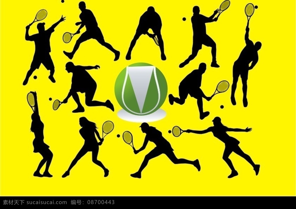 网球 运动 动作 剪影 运动人物 矢量人物 其他人物 矢量图库 cdr8