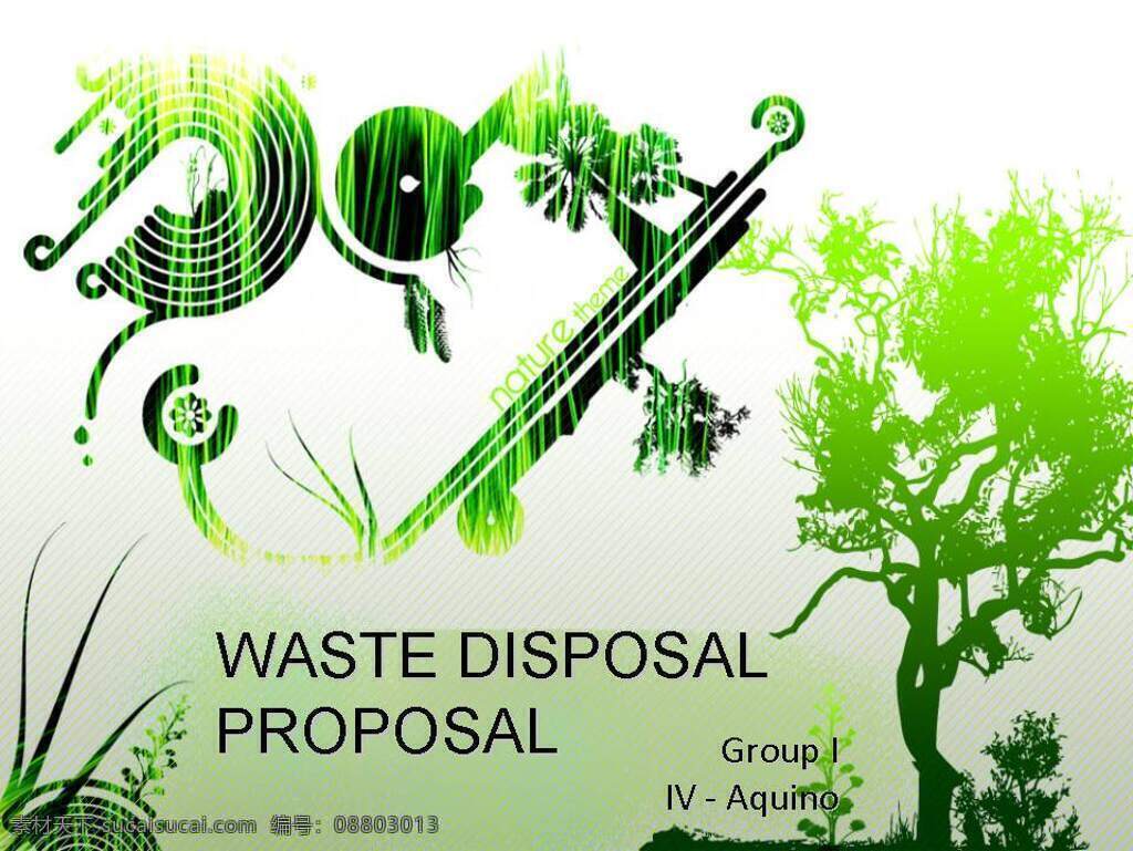 绿色 背景 废物 处置 方案 幻灯片 管理 废物利用 模板