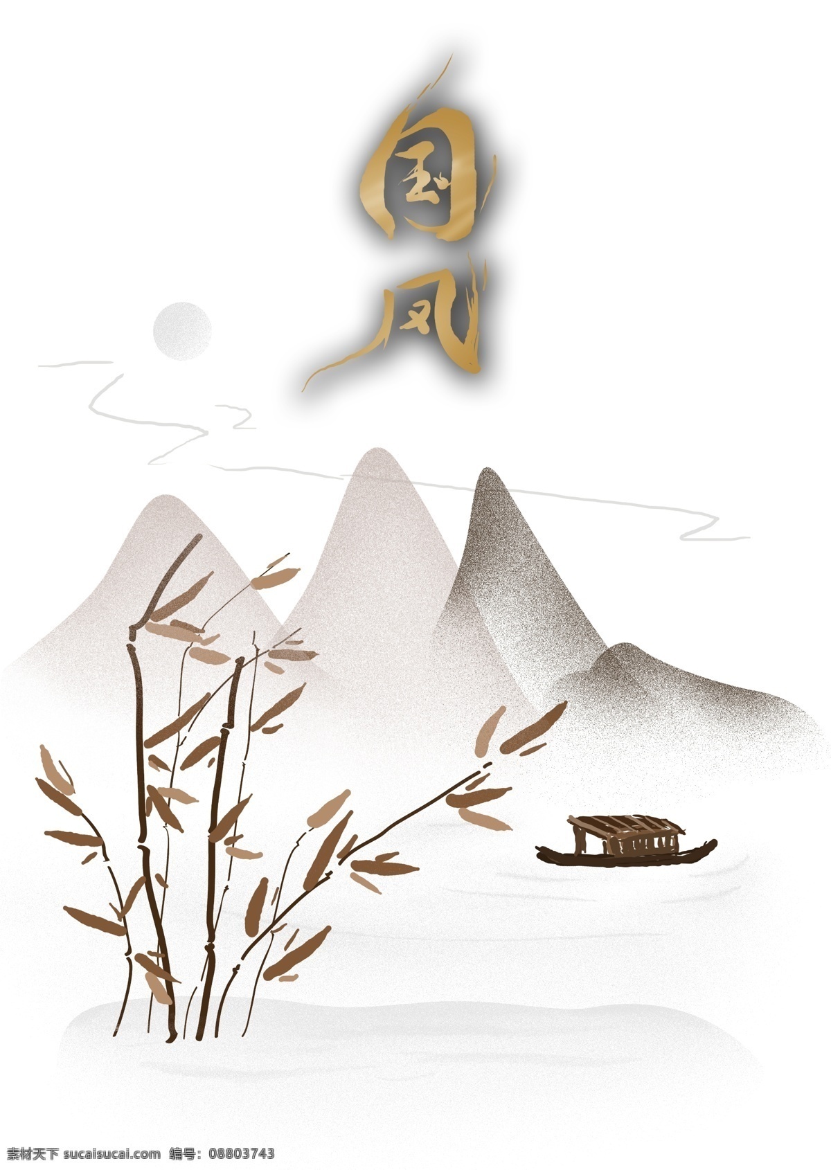 中国 风 雪天 夜色 中国风 冬天 冬季 小雪 大雪 江面 船 船只 月亮 古风 插图 传统 月光 芦苇
