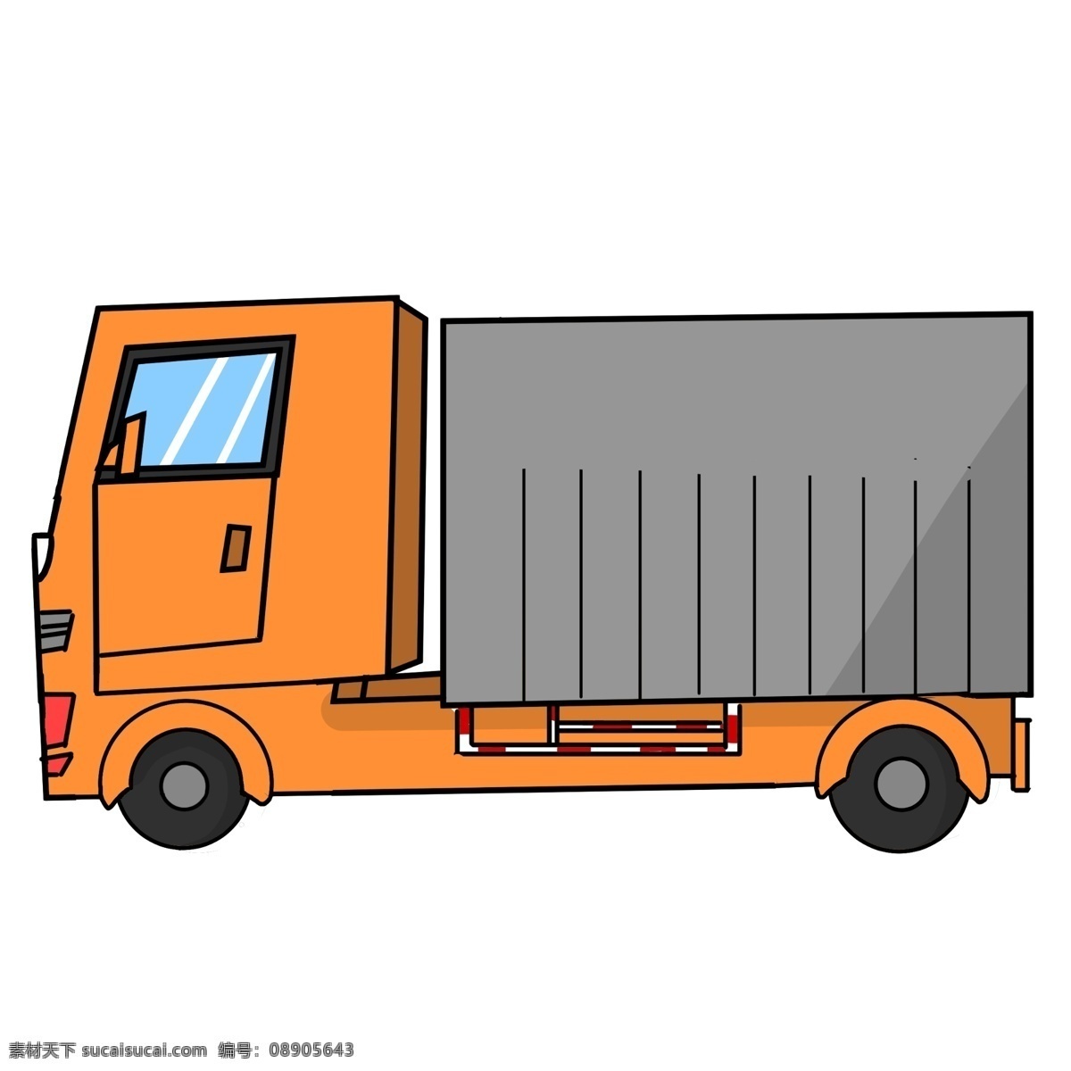辆 橙色 大 货车 插画 大货车 一辆货车 橙色大货车 运输货车 汽车 交通运输 海鲜运输车