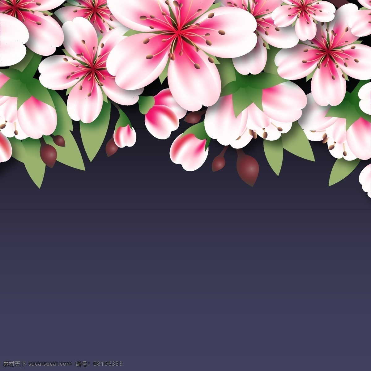 美丽 粉色 桃花 花卉 矢量图 格式 矢量 高清图片