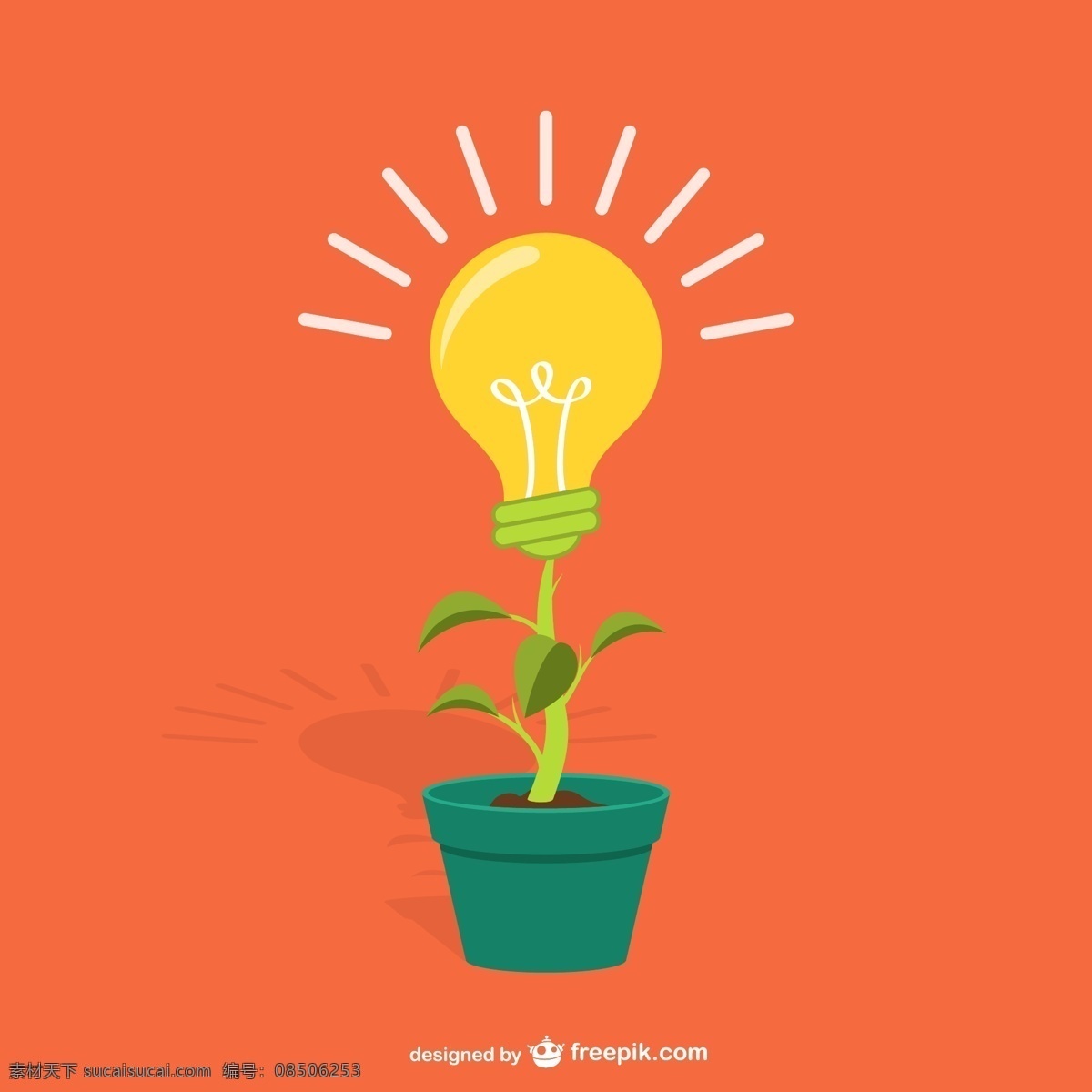 灯泡 的卡 通 植物 光 卡通 理念 创意 想法 企业家 创业 水平 植物载体 植物表达载体 橙色