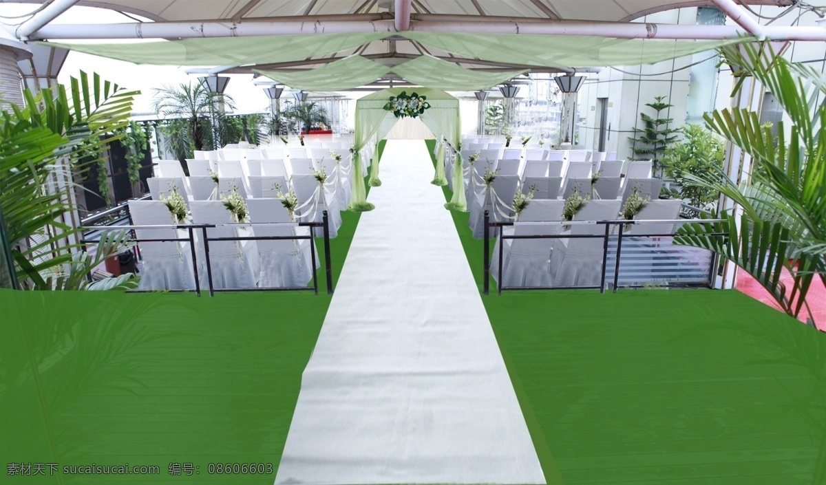 绿色 婚礼 宴会 区 白绿色 宴会区