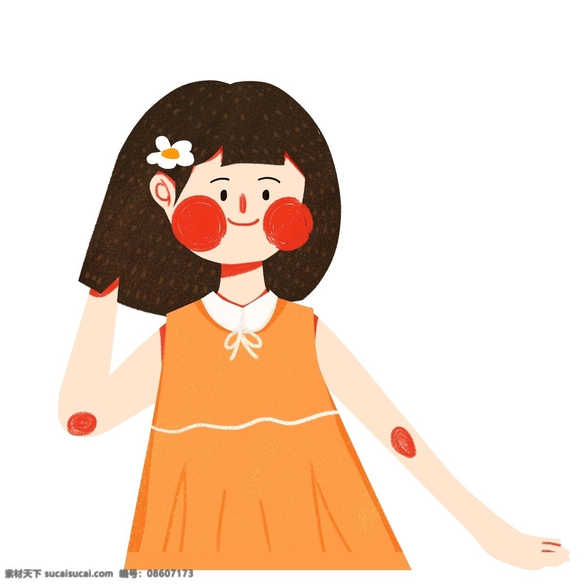 天真烂漫 可爱 女孩 扁平化 商用 元素 小孩 手绘设计 儿童 插画元素