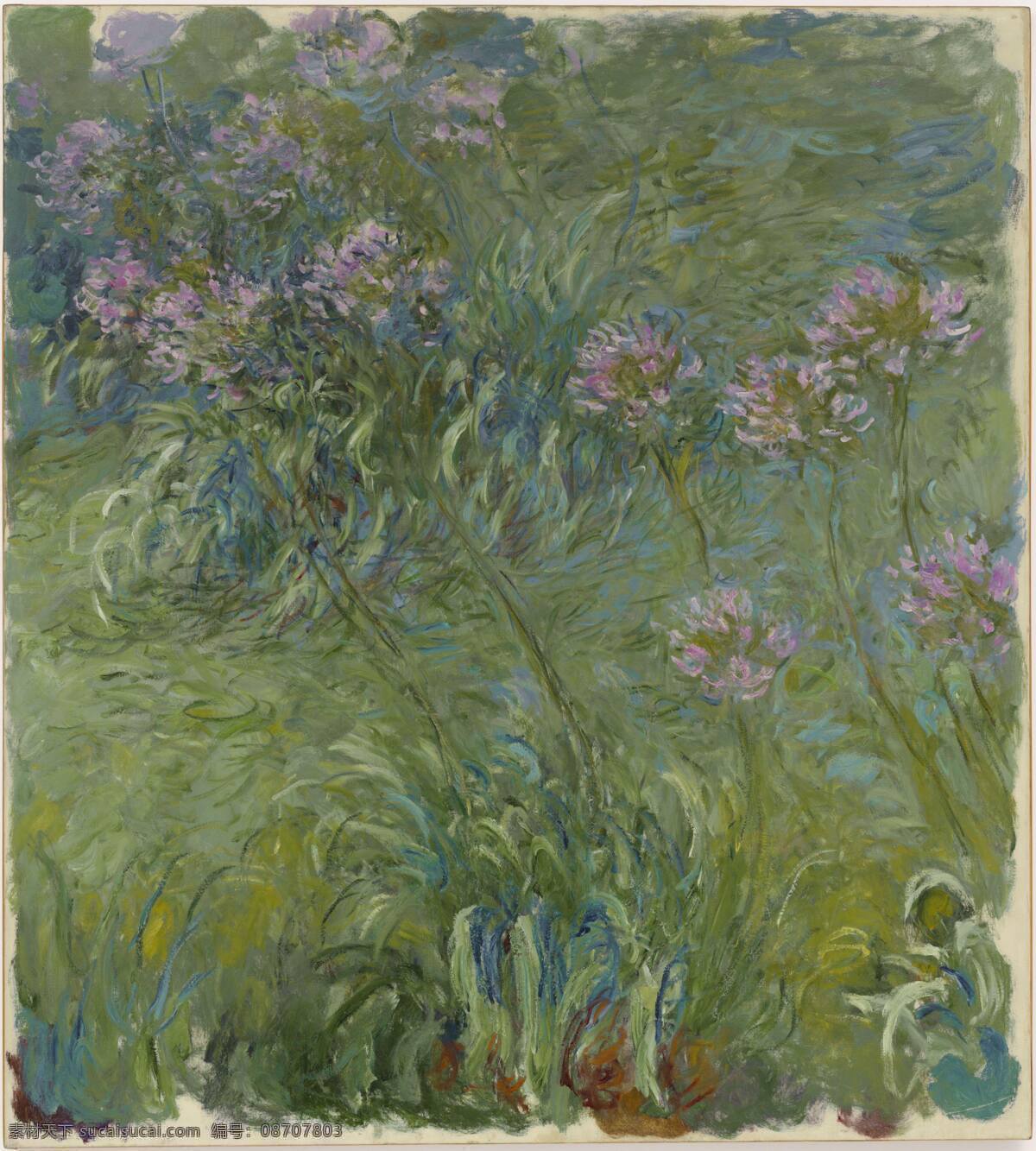 monet 风景 油画 装饰画 法国 画家 克劳德 agapanthus 莫 奈 oscar claude 印象派 风景画 静物 装饰素材