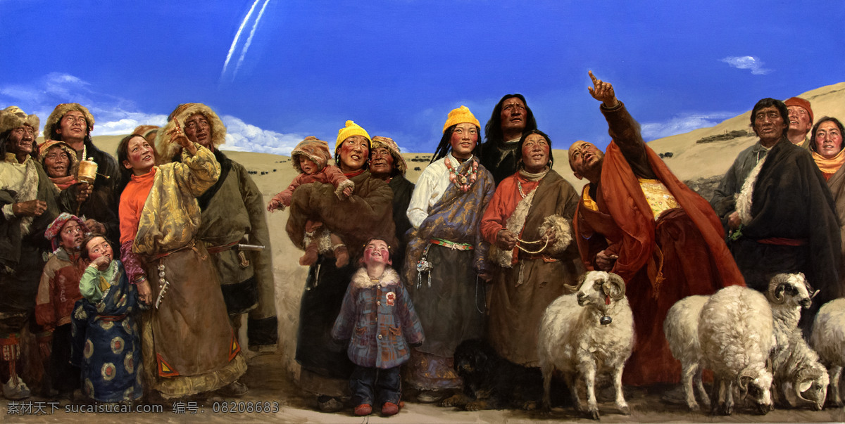 油画 看飞机 于小东油画 写实油画 油画人物 青藏高原 西藏油画 藏民肖像 风景油画 当代艺术 中国当代油画 中国当代绘画 中国油画 文化艺术 绘画书法