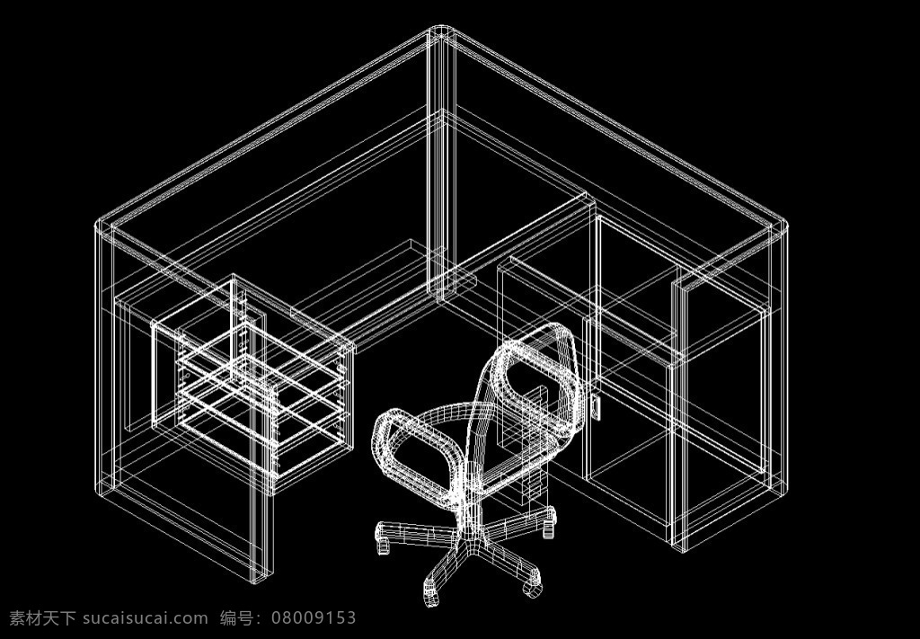 工作 桌 cad 屏风 工作桌 办公室素材 cad素材 dwg 黑色