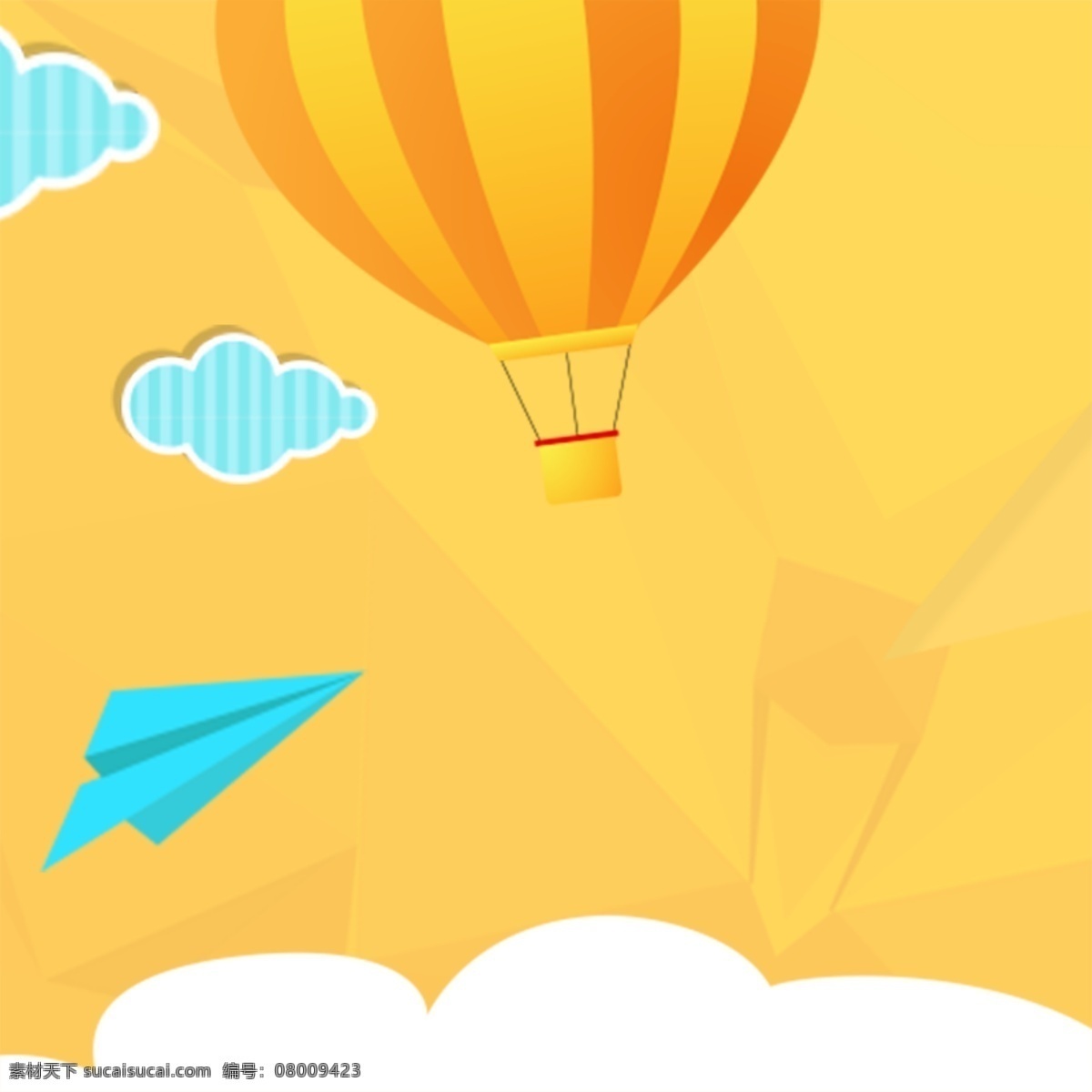 儿童 卡通 直通 车主 图 热气球 纸飞机 云朵 黄色 卡通背景 童真 儿童背景