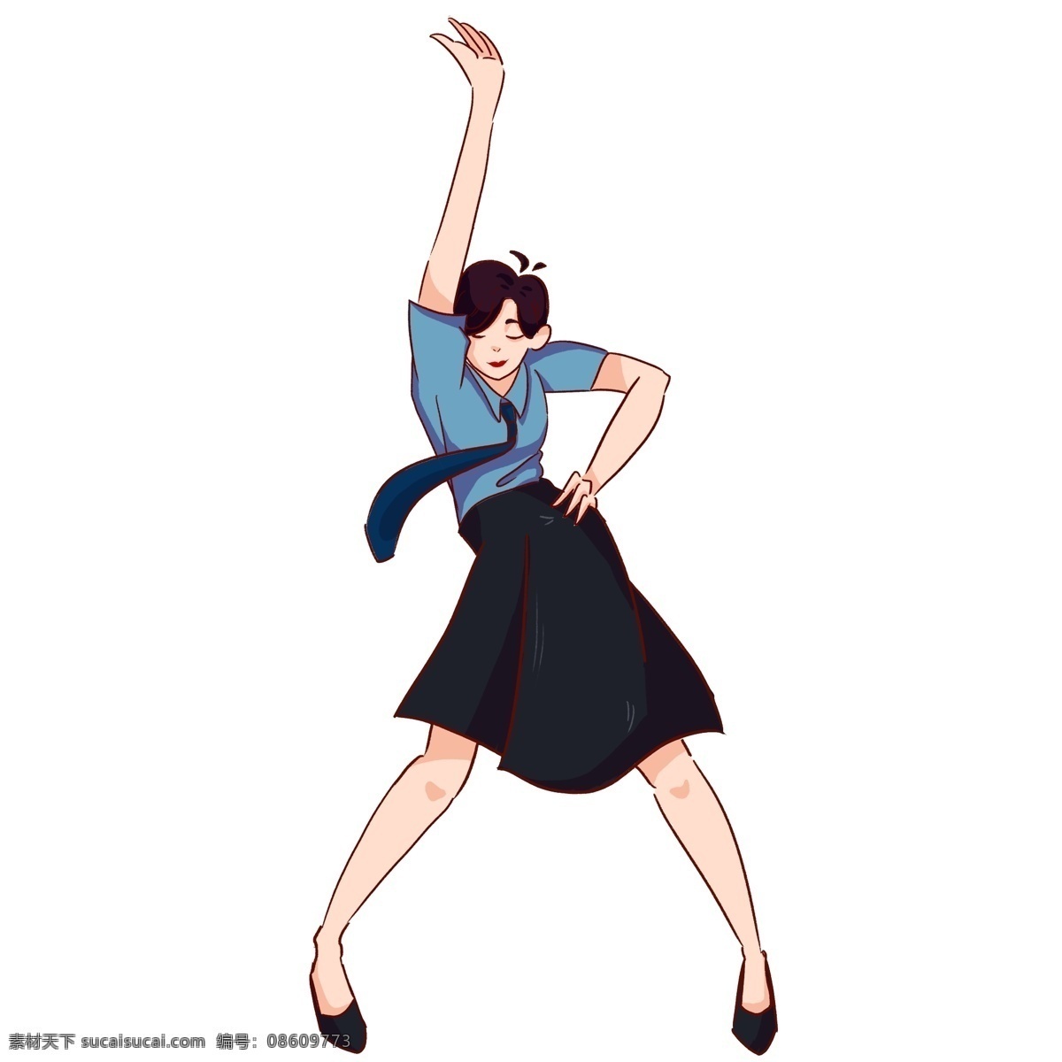 卡通 手绘 跳舞 职场 女性 插画 创意 职员 人物