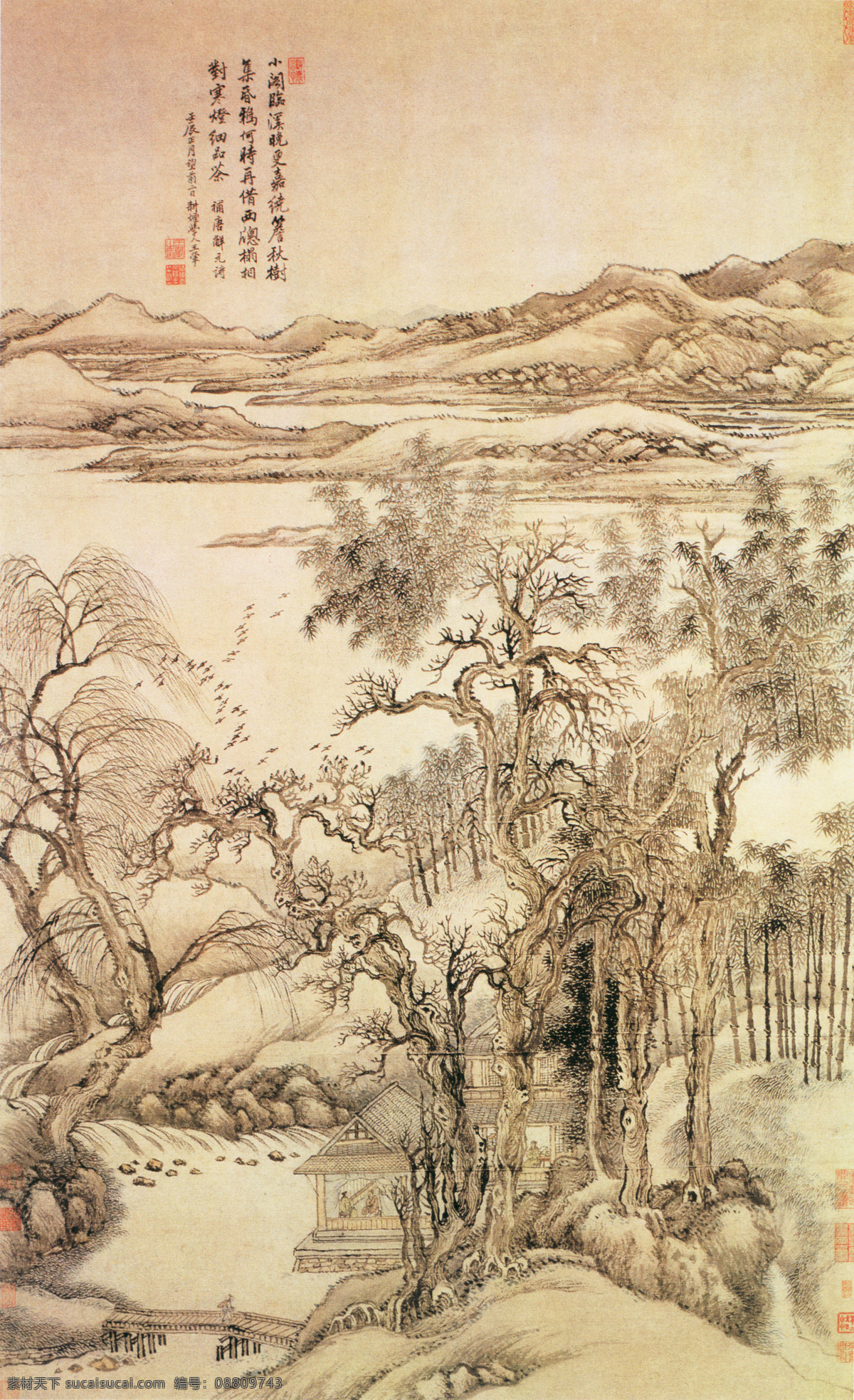 秋树昏鸦图山水画中国古画0799素材图片下载-素材编号08809743-素材天下图库