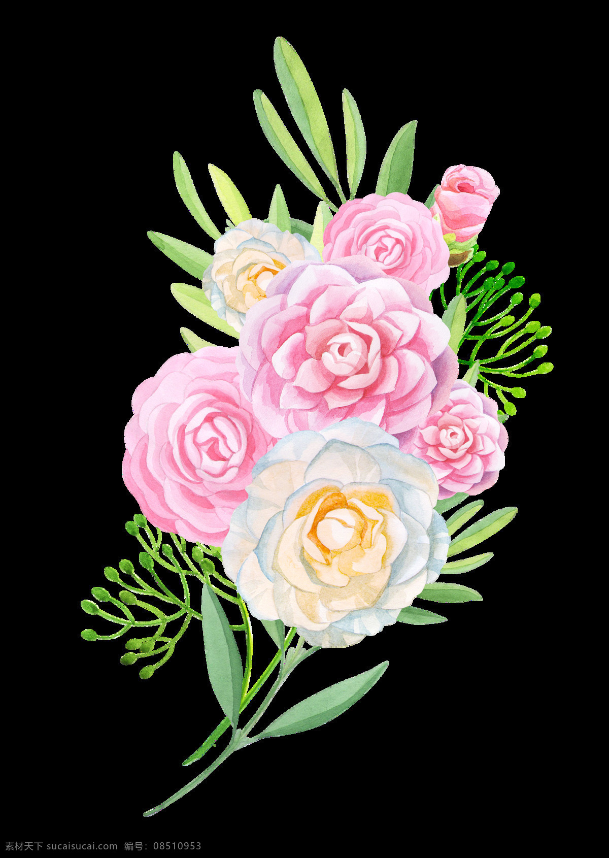 浪漫 粉色 茶花 透明 白色 逼真 观赏 绿色 免扣素材 水彩 透明素材 唯美 叶子 装饰图案