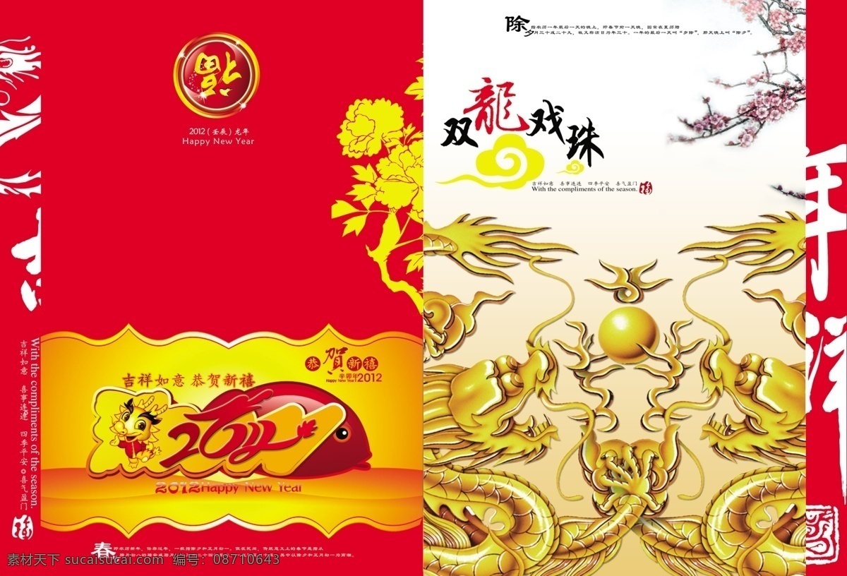 2012 春节 广告设计模板 过年 花纹 画册 画册设计 龙年 年 扉页 壬辰年 喜庆 新年 梅花 龙纹 源文件 其他画册封面