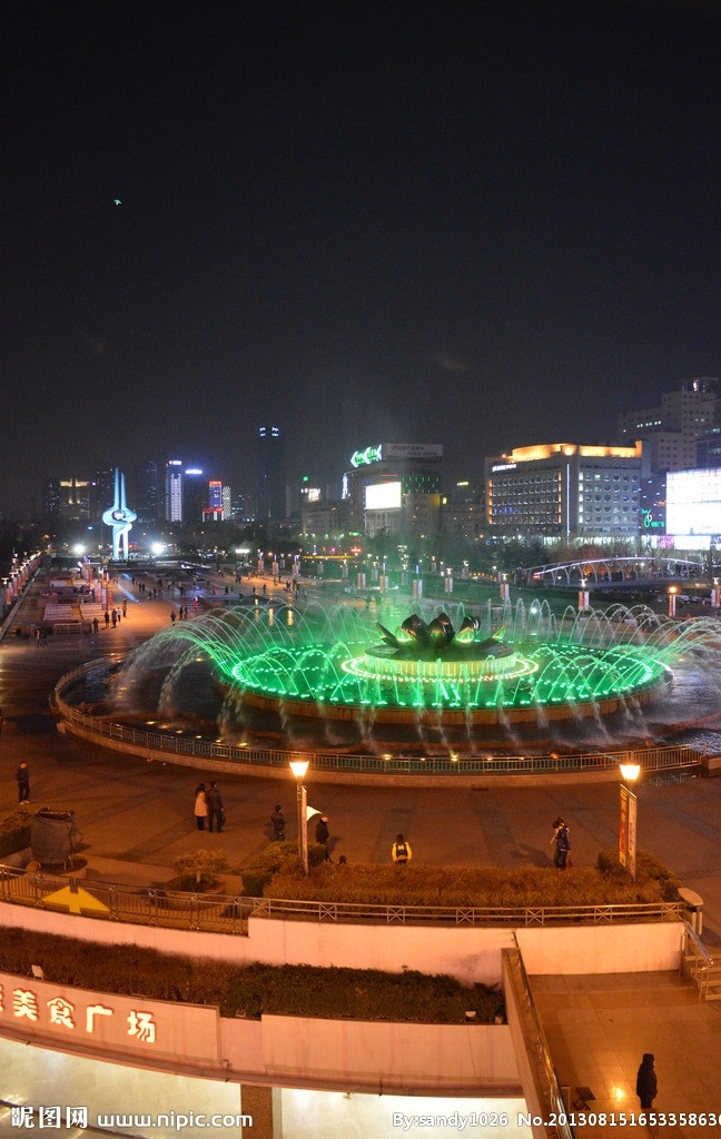 泉城广场喷泉 泉城广场 喷泉 夜景 漂亮 莲花喷泉 济南 音乐喷泉 济南标志 泉标 广场 风景 山水风景 自然景观