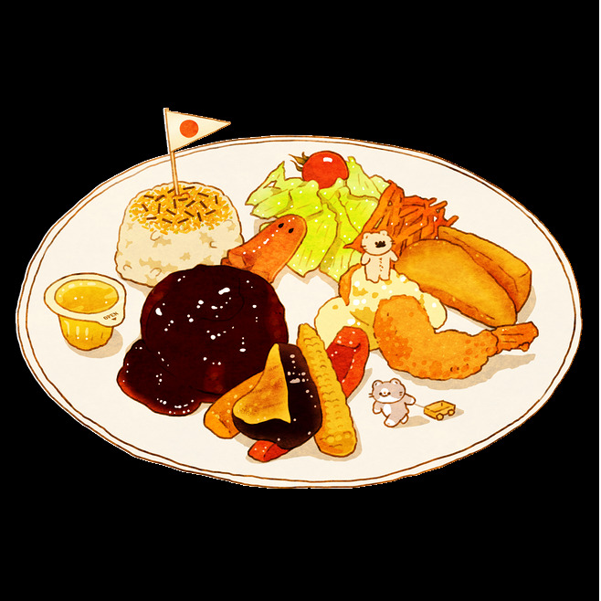 清新 手绘 炸 虾 料理 美食 装饰 元素 日式料理 日式美食 日式文化 装饰元素