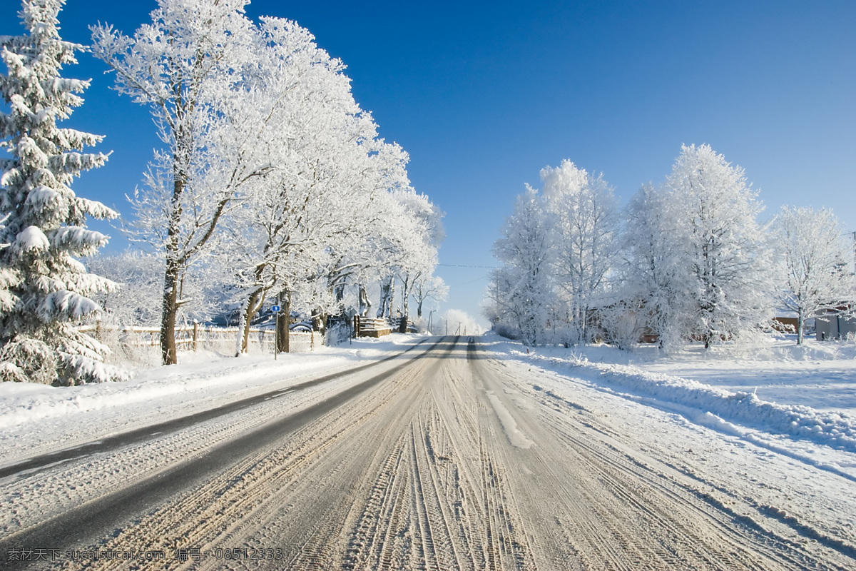 美丽 雪景 美丽雪景 道路 风景 高清图片 摄影图片 雪景图片 风景图片