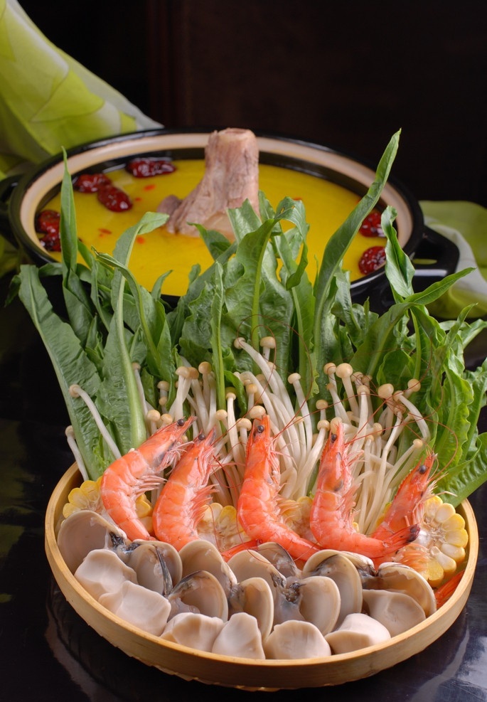 海鲜砂锅粥 海鲜 砂锅 粥 文蛤 虾 传统美食 餐饮美食