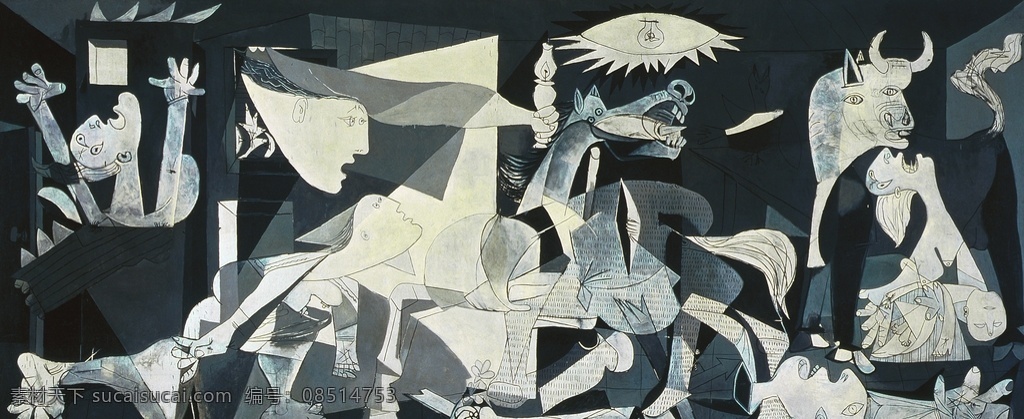格尔尼卡图片 格尔尼卡 毕加索 抽象 装饰画 名画 文化艺术 绘画书法