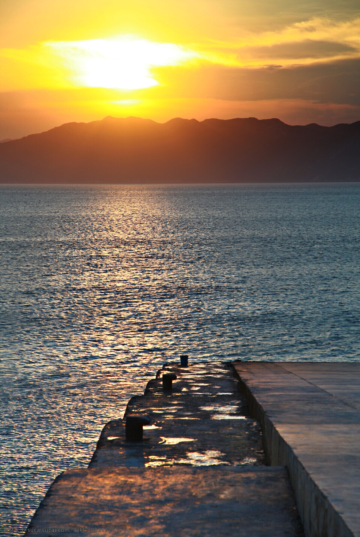 美丽 黄金 海滩 大海 夕阳 黄昏 浪漫 美景