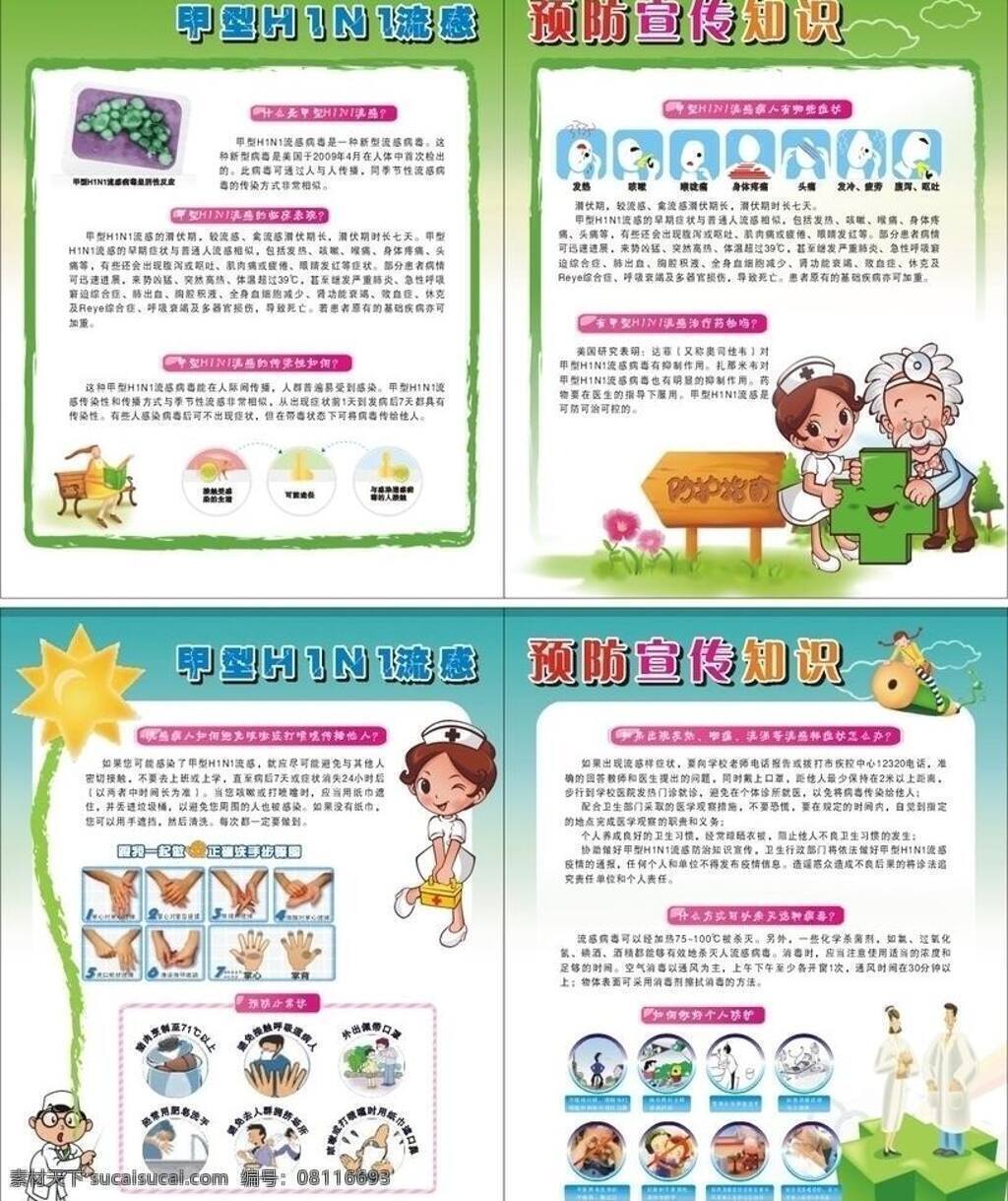 甲型 h1n1 流感 宣传 韩版 可爱 生活百科 医疗保健 宣传防护 矢量 海报 其他海报设计