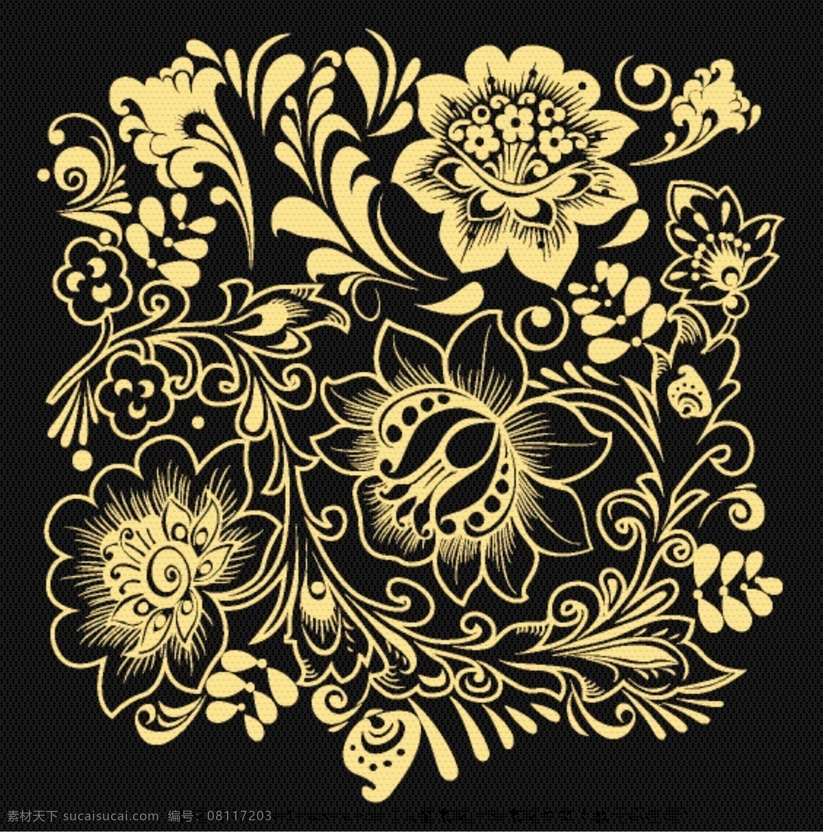 金色 花纹 话 牡丹 矢量图 花纹花边