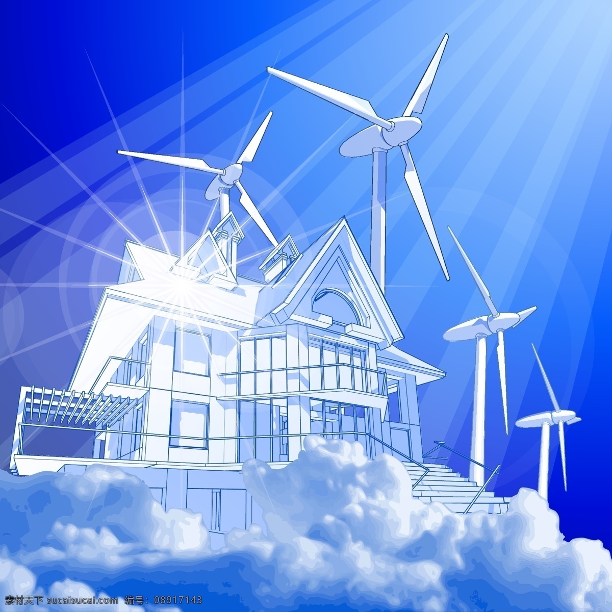 环境保护 向量 主题 风 风车 自然向量 建设 力量 矢量图 其他矢量图
