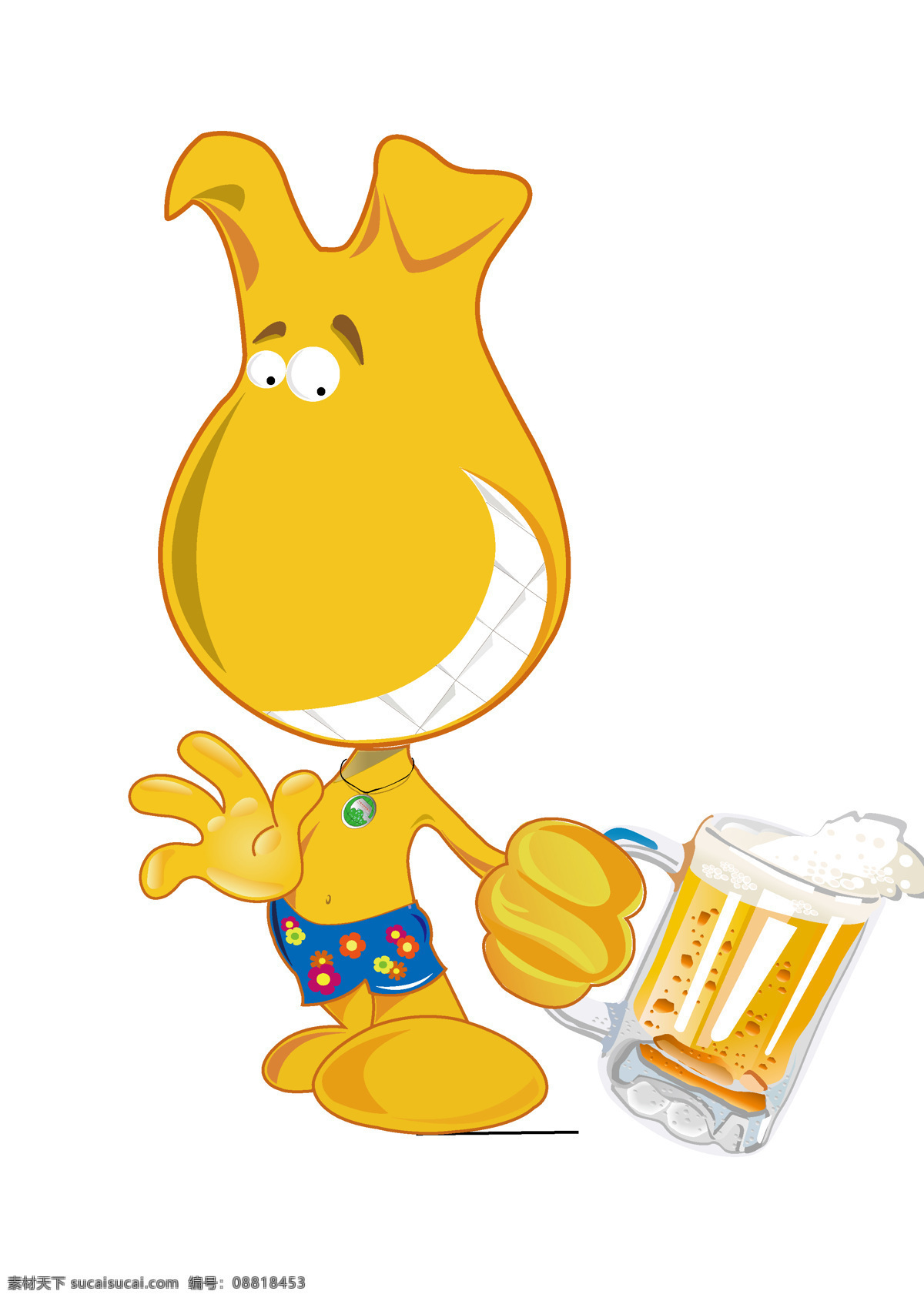 吉祥物 动漫动画 动漫人物 模板下载 啤酒 设计素材 羞涩 咧嘴 矢量图 日常生活