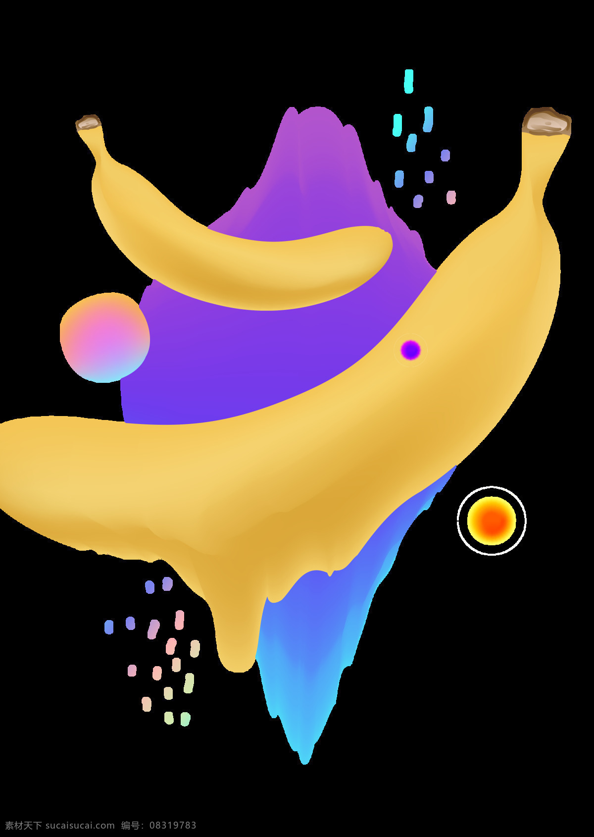 卡通 创意 融化 香蕉 元素 水果 png元素 透明素材 免抠元素