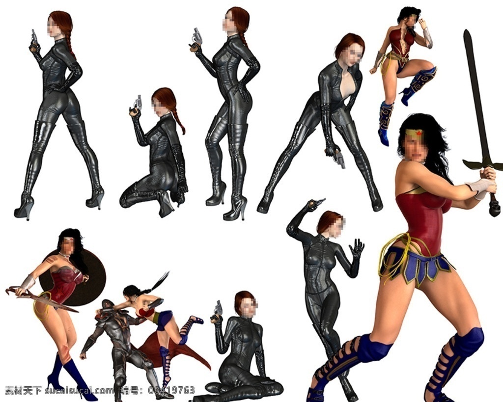 3d女汉子 3d 女汉子 女战士 女英雄 女特工 动态 持枪 持剑 英姿 3d人物 动漫动画 动漫人物
