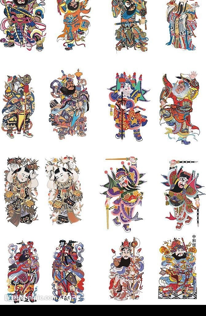 矢量门神合集 中国 传统 民间艺术 矢量 文化艺术 传统文化 矢量图库
