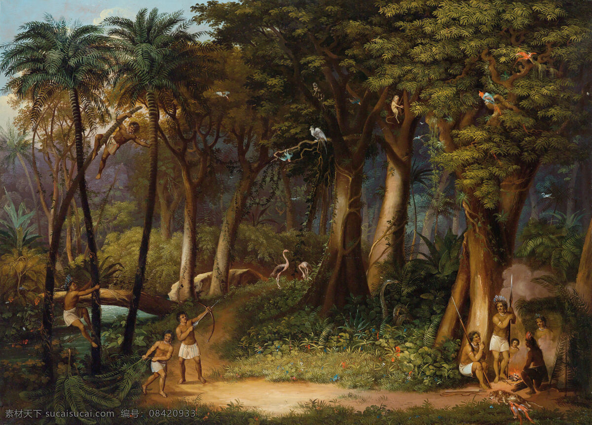 椰树风景油画 绘画书法 欧式风景 欧式油画风景 欧式 油画 风景 设计素材 模板下载 绘画 艺术 油画风景 唯美 写实油画 黑色