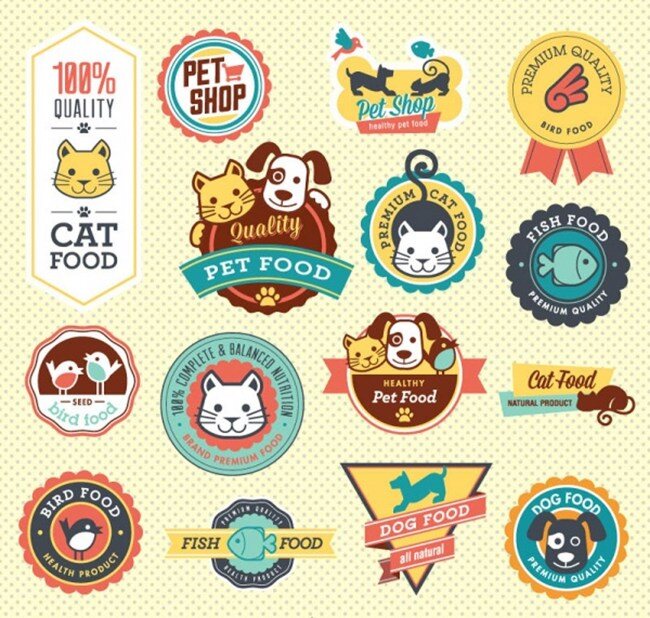 可爱 动物 标签 矢量图 广告 素材免费下载 圆形 小狗 黄色背景