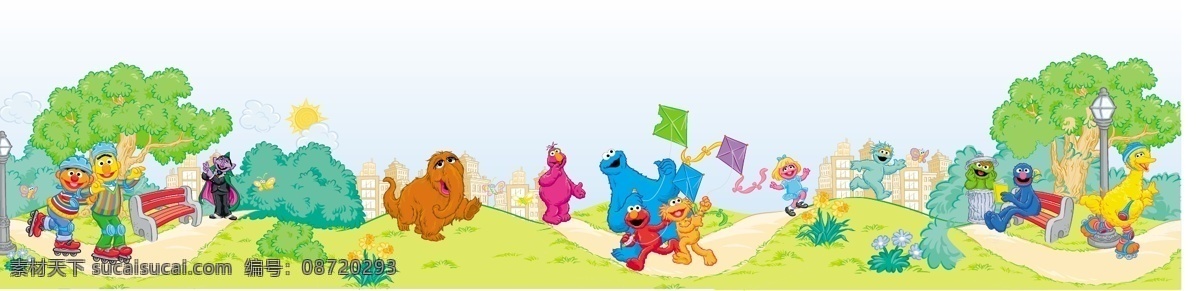 儿童幼儿 风景画 卡通人物 卡通素材 卡通图库 设计素材 矢量人物 矢量图库 巨幅 卡通 矢量 模板下载 家居装饰素材 山水风景画