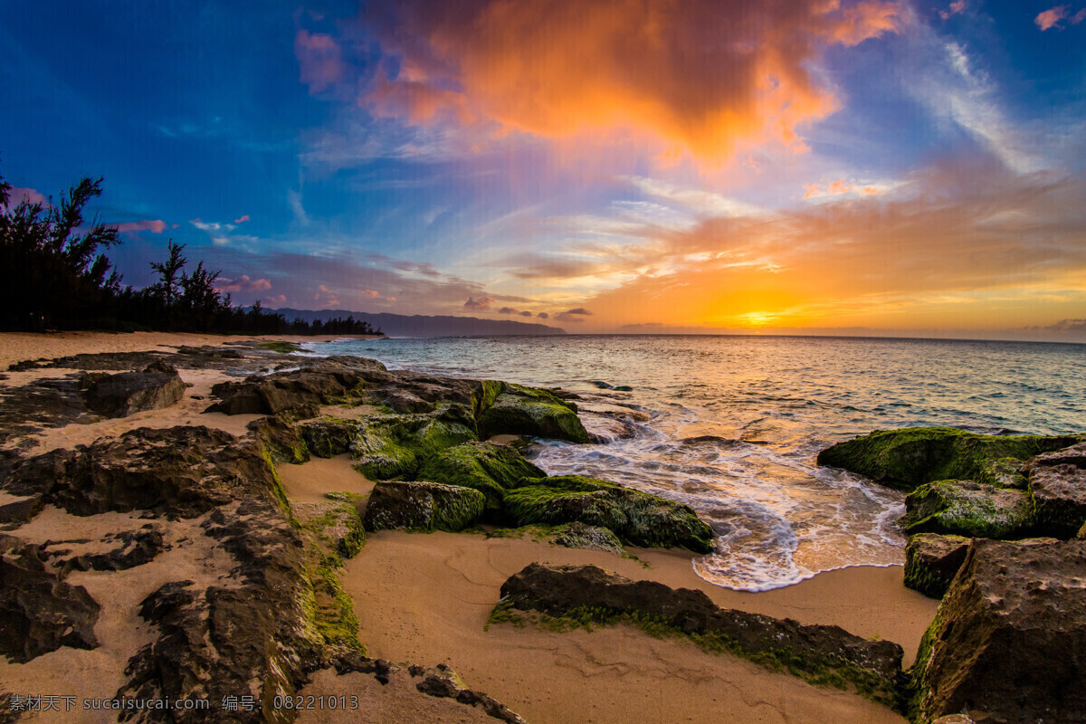 海滩夕阳景色
