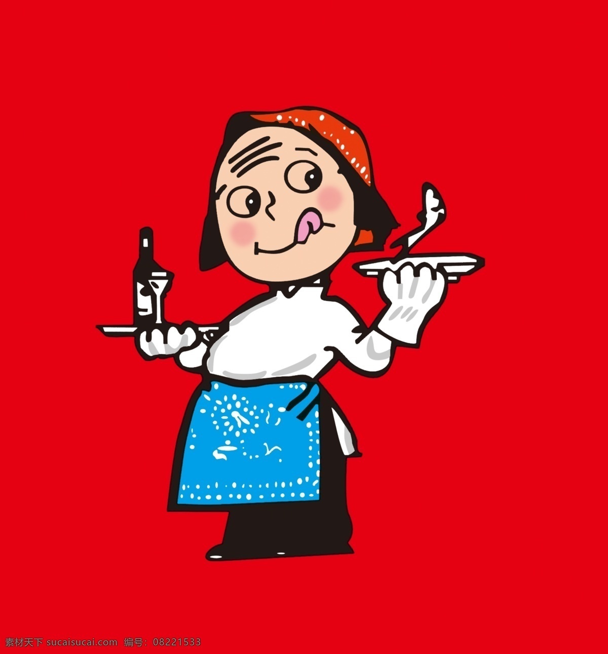 卡通 公仔 工资 女孩 女服务员 分层 包装设计