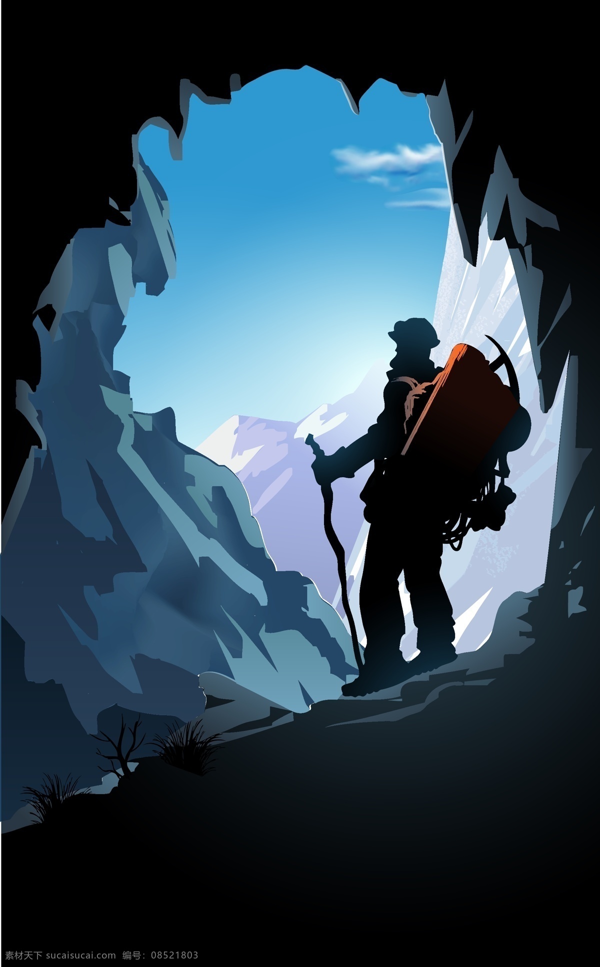 手绘 矢量 户外运动 海报 背景 插画 登山 登山运动 卡通