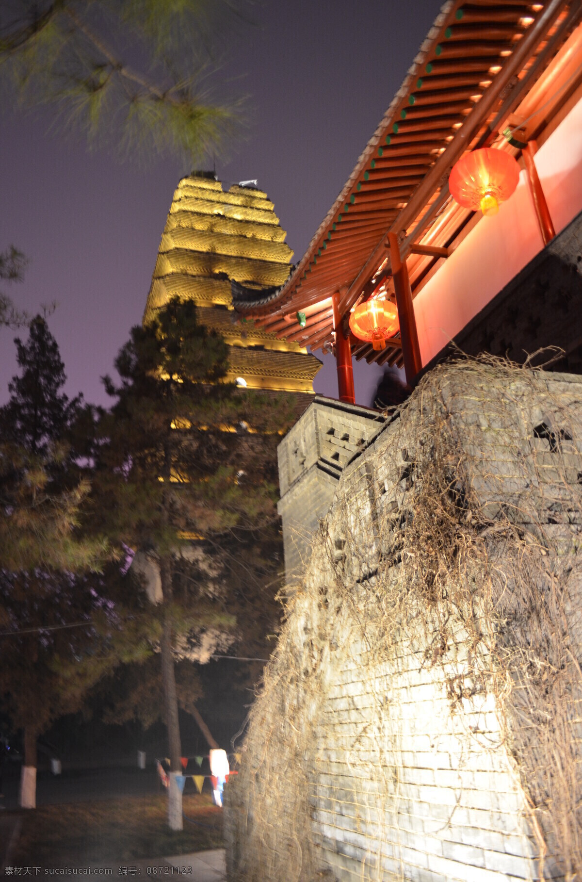 彩旗 彩色 春节 地面 古建筑 旅游摄影 庙会 霓虹灯 夜色 中 小雁塔 非 高清 西安 灯展 夜晚 天空 树木 新西安 人文景观 装饰素材 灯饰素材