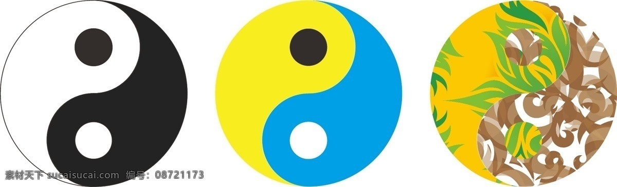 图标 八卦 黑 花色 花纹 蓝 绿色 生活百科 太极 图标矢量素材 图标模板下载 白 黄 原点 圆 矢量 矢量图 其他矢量图