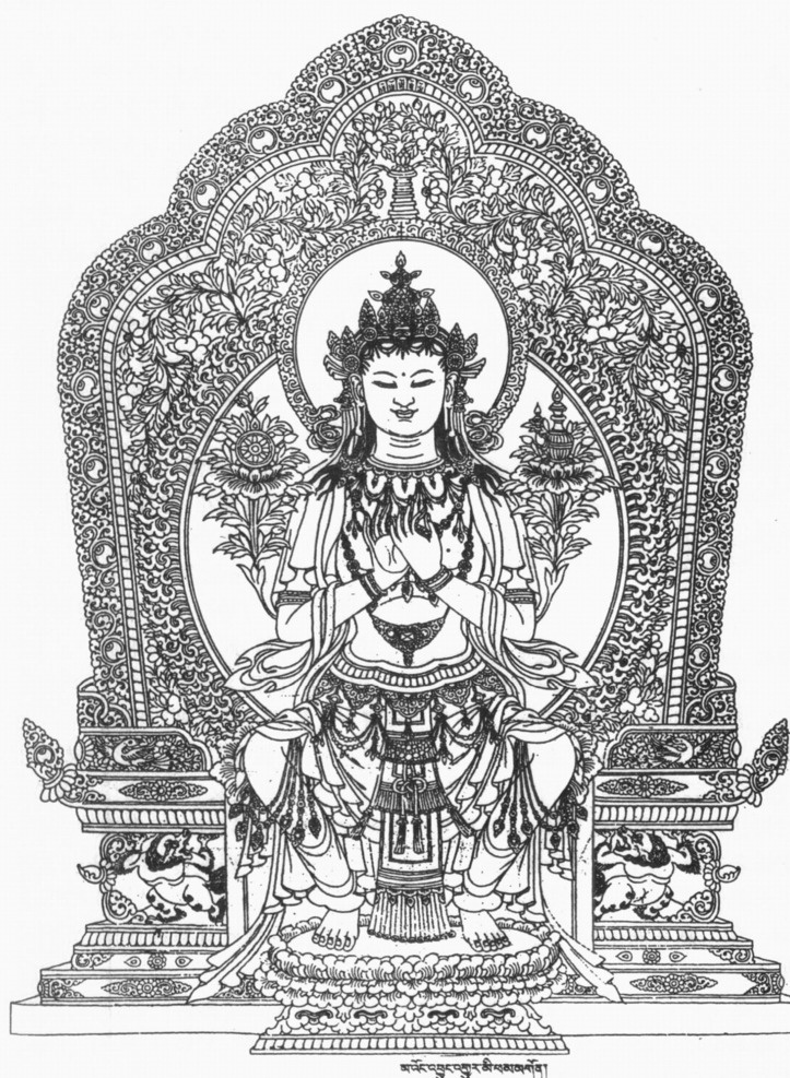 藏传弥勒菩萨 白描弥勒菩萨 藏传 佛教 密宗 弥勒菩萨 素描 白描 文化艺术 宗教信仰